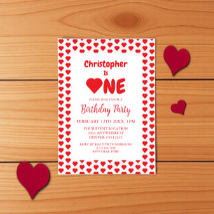 Heart 1st Birthday Invitation