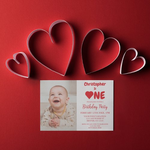 Heart 1st Birthday Invitation