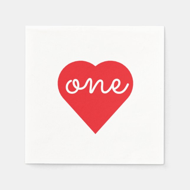 Heart 1st Birthday Napkins (Front)