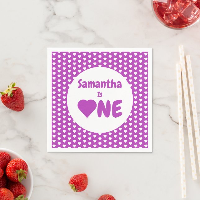 Heart 1st Birthday Napkins (Insitu)