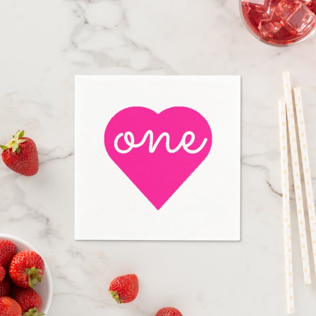 Heart 1st Birthday Napkins (Insitu)