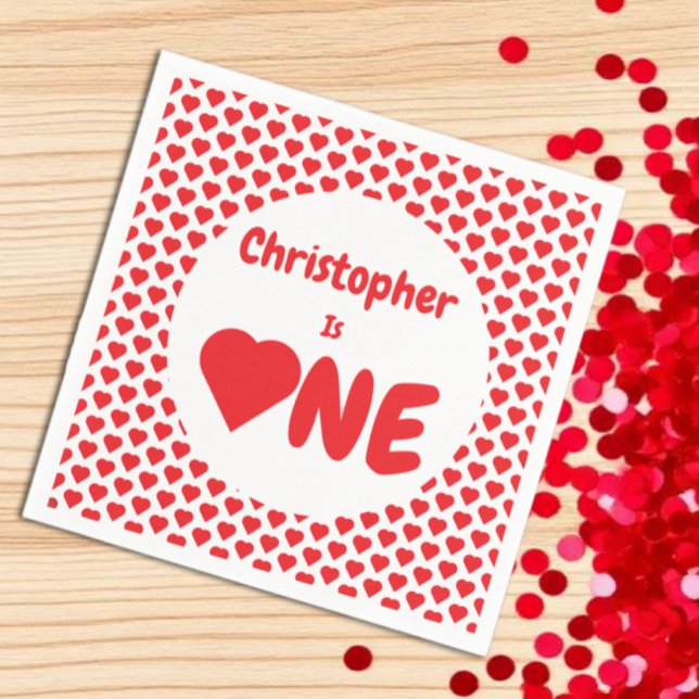 Heart 1st Birthday Napkins (Creator Uploaded)