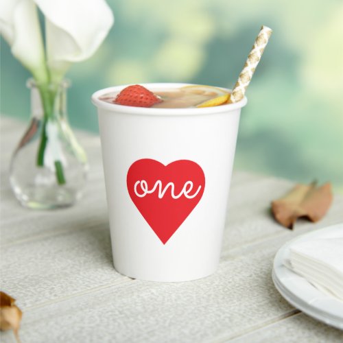 Heart 1st Birthday Paper Cups