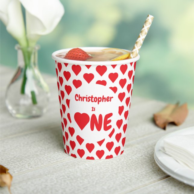 Heart 1st Birthday Paper Cups (Insitu)