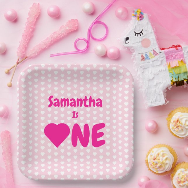Heart 1st Birthday Paper Plates (Party)