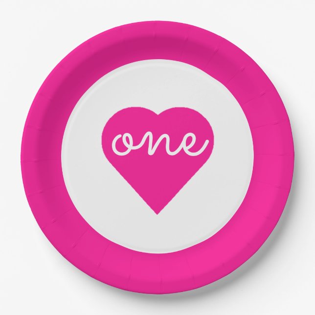 Heart 1st Birthday Paper Plates (Front)