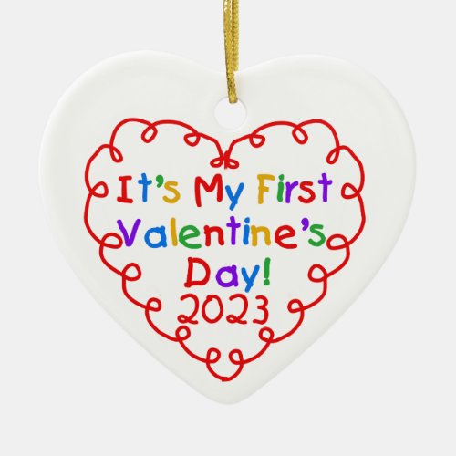 Heart 1st Valentines Day 2023 Ceramic Ornament