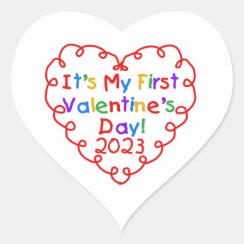 Heart 1st Valentine's Day 2023 Heart Sticker by valentines_store at Zazzle