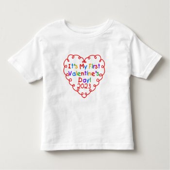Heart 1st Valentine's Day 2023 Toddler T-shirt by valentines_store at Zazzle