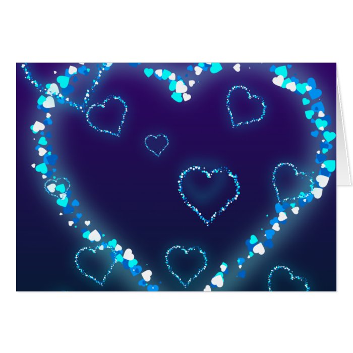 heart 28 DARK BLUE PURPLE FANTASY HEARTS GLITTER Greeting Card