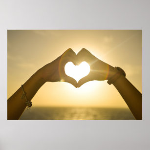 heart-642068. HEART HANDS SUNSET PHOTOGRAPHY BACKG Poster