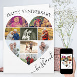 Heart 9 Photo Collage Husband Script Anniversary Card<br><div class="desc">Say Happy Anniversary with a love heart photo collage, personalized wedding anniversary card. The photo template is set up for you to add your pictures, working in rows from top to bottom. The photo collage holds 9 photos which are displayed in a mix of portrait and landscape formats. "husband" is...</div>