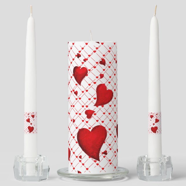 Heart Abstract 'Date Night' Valentine Decor Unity Candle Set (Front)
