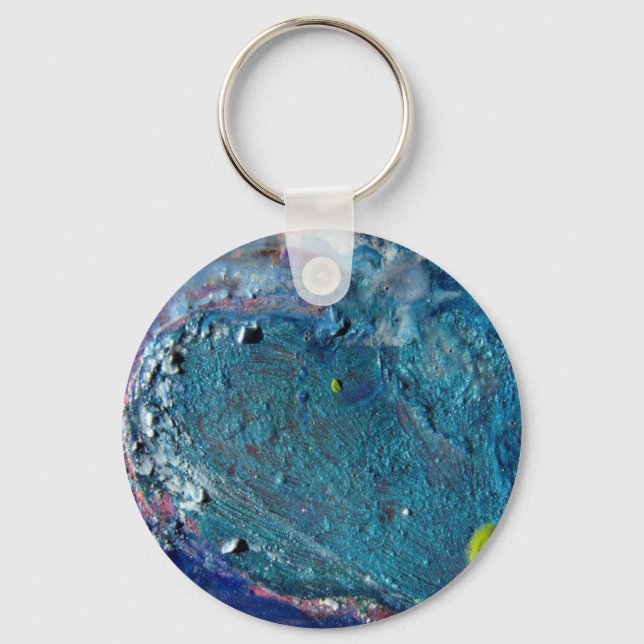 Heart Abstract Melted Crayon Collage Keychain (Front)