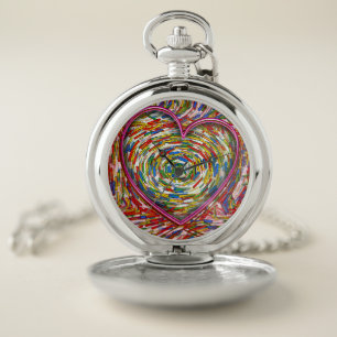 Heart Abstract Swirl Sprinkles Art Love Pocket Watch