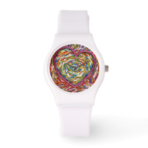 Heart Abstract Swirl Sprinkles Art Love Watch