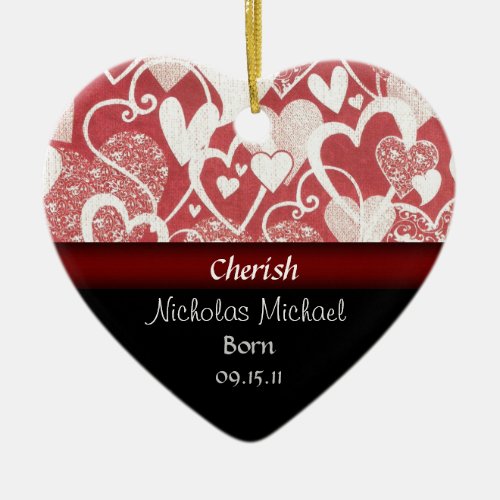 Heart Adoption Announcement Keepsake Ceramic Ornament