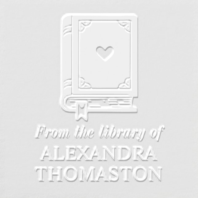 Heart Adorned Book with Library Book Name #1SQ Embosser (Design)