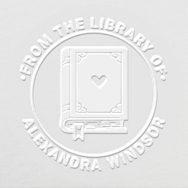 Heart Adorned Book with Library Book Name Embosser (Design)