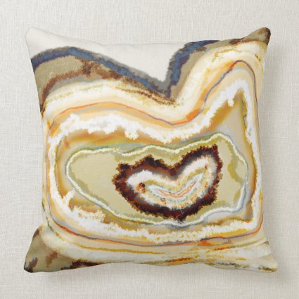 Heart Agate Graphic Geode Blue Orange Cream Throw Pillow