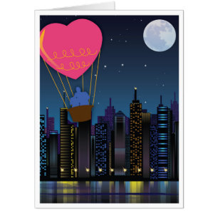 Heart-Air Balloon Happy Valentine's Day Card