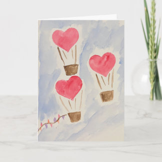 Heart Air Balloons Valentine's Day Card