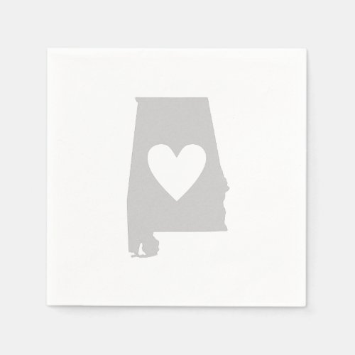 Heart Alabama state silhouette Paper Napkins