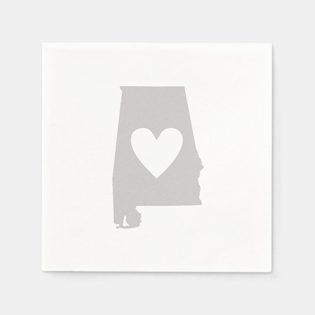 Heart Alabama state silhouette Paper Napkins (Front)