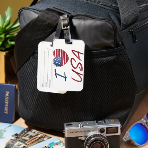 Heart American Flag Luggage Tags