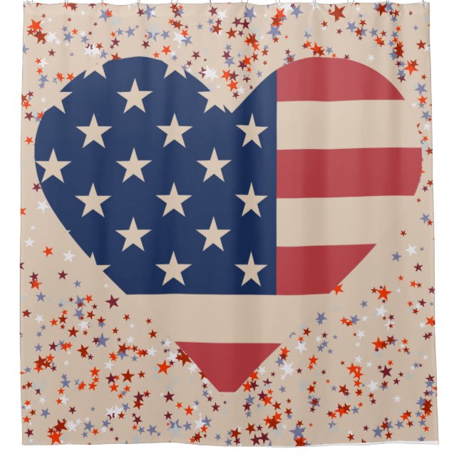 Heart American Flag Shower Curtain (Front)