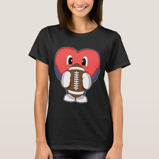 Heart American Football Sports T-Shirt (Front)