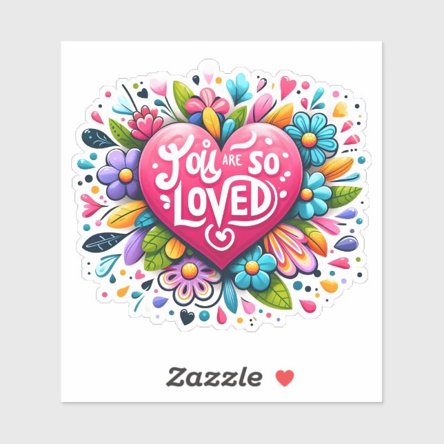 Heart Among Flowers Inspires Love Sticker (Sheet)