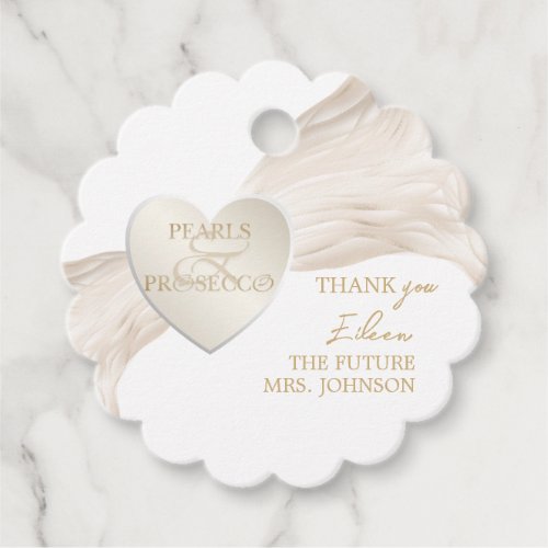 Heart Ampersand Pearls  Prosecco Bridal Shower Favor Tags