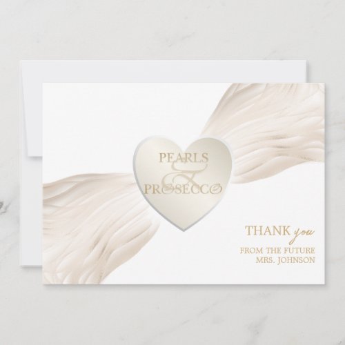 Heart Ampersand Pearls  Prosecco Bridal Shower Thank You Card