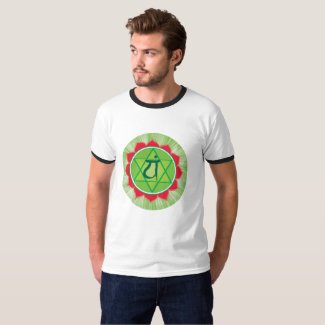 Heart Anahata Chakra Ringer T-Shirt, White/Black