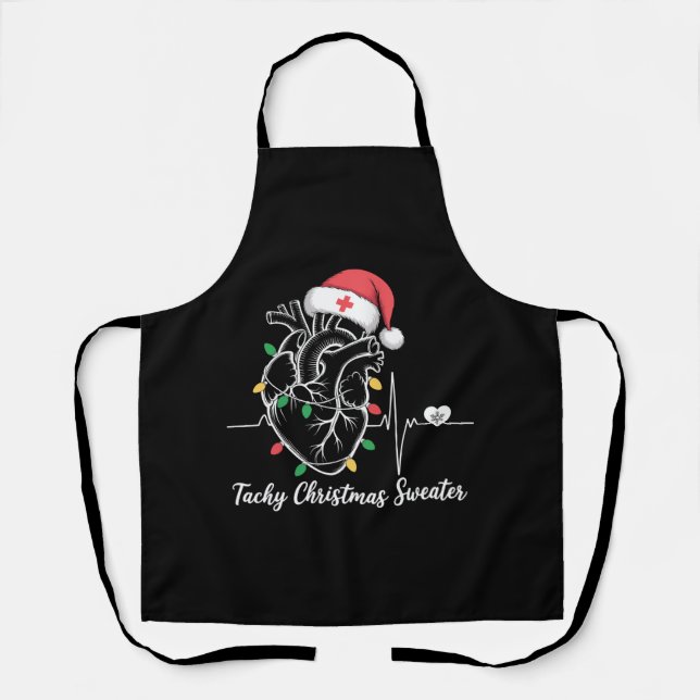 Heart Anatomy Christmas Nurse Cardiac Tachy Xmas Apron (Front)
