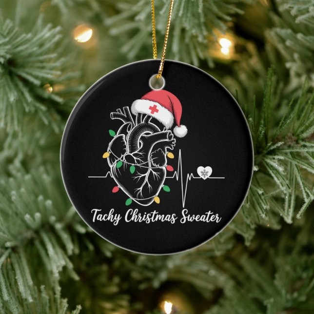 Heart Anatomy Christmas Nurse Cardiac Tachy Xmas Ceramic Ornament (Tree)