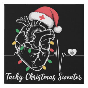 Heart Anatomy Christmas Nurse Cardiac Tachy Xmas Faux Canvas Print