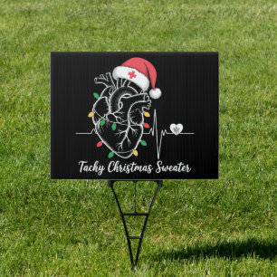 Heart Anatomy Christmas Nurse Cardiac Tachy Xmas Sign