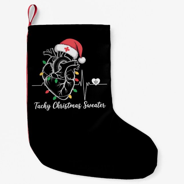 Heart Anatomy Christmas Nurse Cardiac Tachy Xmas Small Christmas Stocking (Front)