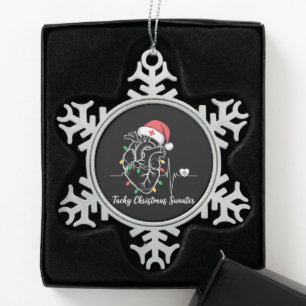 Heart Anatomy Christmas Nurse Cardiac Tachy Xmas Snowflake Pewter Christmas Ornament