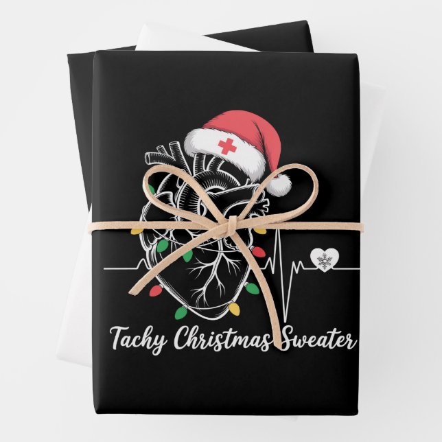 Heart Anatomy Christmas Nurse Cardiac Tachy Xmas Wrapping Paper Sheets (In situ)