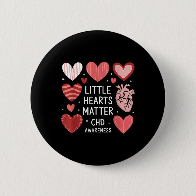 Heart Anatomy Valentine Little Heart Chd Awareness Button (Front)