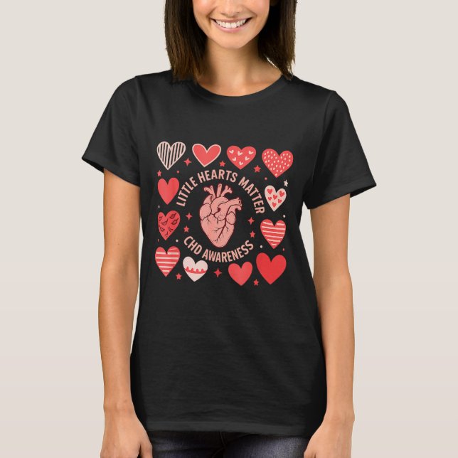 Heart Anatomy Valentine Little Hearts Chd Awarenes T-Shirt (Front)