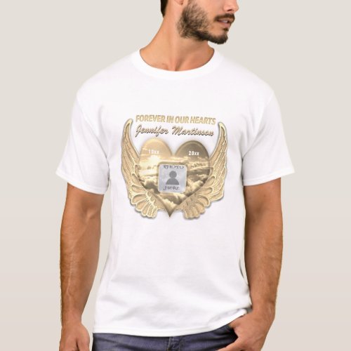 Heart and Angel Wings Gold  Add Photo T_Shirt