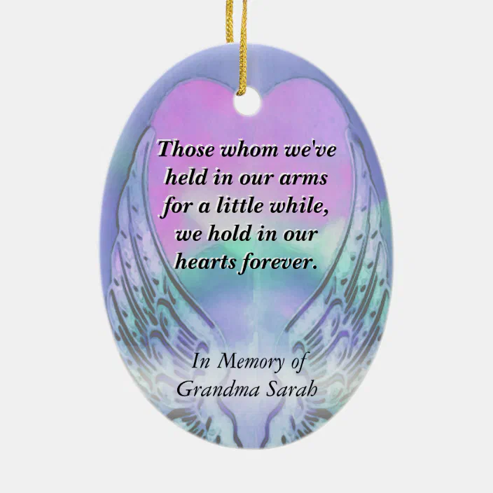 Memorial Quote Decoration Floral and greenery Memorial Remembrance Metal Angel Keepsake Personalised I will hold you in my heart..