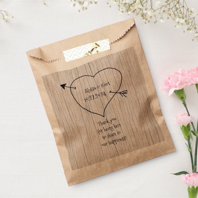 Heart and Arrow Wedding Message Favor Favor Bag (Sealed)