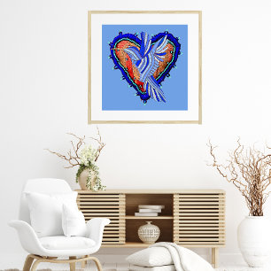 Heart And Bird Boho Mexican Art Poster