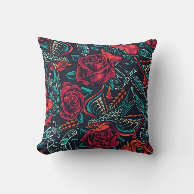 heart and bird  throw pillow (Front)
