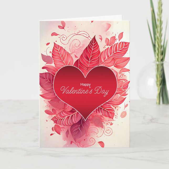 Heart and Botanicals Valentine's Day Holiday Card (Front)